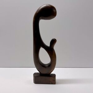 VTG Rare Beautiful African Handcrafted Wooden Mother & Child Sculpture - Estate